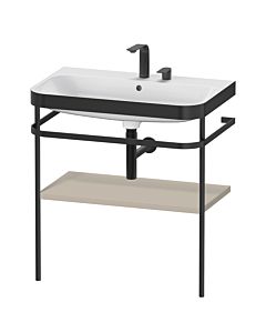 Duravit Happy D.2 Plus Möbelwaschtisch-Kombination HP4737E6060 77,5 x 49 cm, 2 Hahnlöcher, taupe seidenmatt, mit Metallkonsole