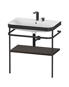 Duravit Happy D.2 Plus combinaison lavabo sur meuble HP4737E6969 77,5 x 49 cm, 2 trous pour robinetterie, noyer brossé, avec console en métal