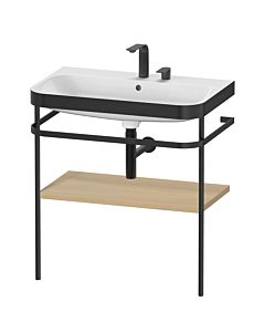 Duravit Happy D.2 Plus vanity washbasin combination HP4737E7171 77.5 x 49 cm, 2 tap holes, Mediterranean oak, with metal console