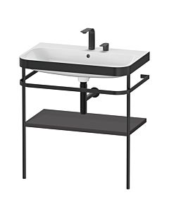 Duravit Happy D.2 Plus Möbelwaschtisch-Kombination HP4737E8080 77,5 x 49 cm, 2 Hahnlöcher, graphit supermatt, mit Metallkonsole