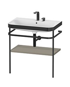 Duravit Happy D.2 Plus Möbelwaschtisch-Kombination HP4737E9292 77,5 x 49 cm, 2 Hahnlöcher, steingrau seidenmatt, mit Metallkonsole