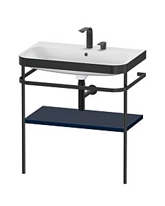 Duravit Happy D.2 Plus Möbelwaschtisch-Kombination HP4737E9898 77,5 x 49 cm, 2 Hahnlöcher, nachtblau seidenmatt, mit Metallkonsole