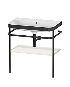 Duravit Happy D.2 Plus furniture washbasin combination HP4737N3939 77.5 x 49 cm, without tap hole, nordic white satin finish, with metal console