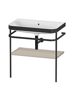 Duravit Happy D.2 Plus Möbelwaschtisch-Kombination HP4737N6060 77,5 x 49 cm, ohne Hahnloch, taupe seidenmatt, mit Metallkonsole
