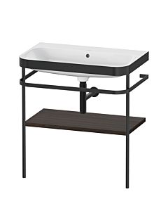 Duravit Happy D.2 Plus combinaison lavabo pour meuble HP4737N6969 77,5 x 49 cm, sans trou pour robinetterie, noyer brossé, avec console en métal