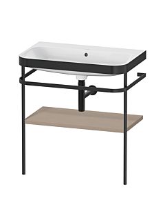 Duravit Happy D.2 Plus Möbelwaschtisch-Kombination HP4737N7575 77,5 x 49 cm, ohne Hahnloch, leinen, mit Metallkonsole