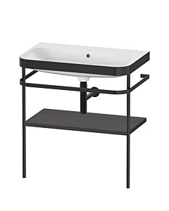 Duravit Happy D.2 Plus combinaison lavabo pour meuble HP4737N8080 77,5 x 49 cm, sans trou pour robinetterie, graphite super mat, avec console en métal