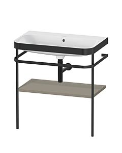 Duravit Happy D.2 Plus combinaison lavabo pour meuble HP4737N9292 77,5 x 49 cm, sans trou pour robinetterie, finition gris pierre satiné, avec console en métal