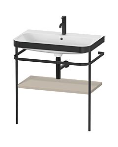 Duravit Happy D.2 Plus combinaison lavabo pour meuble HP4737O6060 77,5 x 49 cm, trou pour robinetterie 2000 , taupe satiné, avec console en métal