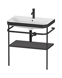 Duravit Happy D.2 Plus combinaison lavabo pour meuble HP4737O8080 77,5 x 49 cm, trou pour robinetterie 2000 , graphite super mat, avec console en métal