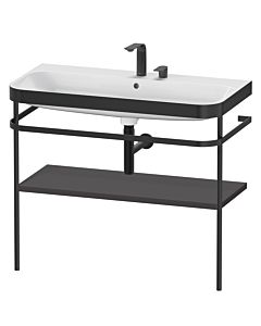 Duravit Happy D.2 Plus furniture washbasin combination HP4738E8080 97.5 x 49 cm, 2 tap holes, graphite super matt, with metal console