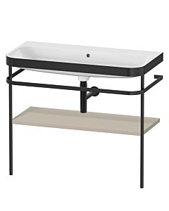 Duravit Happy D.2 Plus furniture washbasin combination HP4738N6060 97.5 x 49 cm, without tap hole, taupe satin finish, with metal console