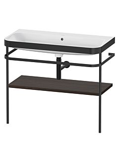 Duravit Happy D.2 Plus combinaison lavabo pour meuble HP4738N6969 97,5 x 49 cm, sans trou pour robinetterie, noyer brossé, avec console en métal