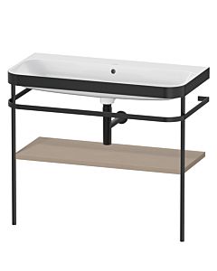 Duravit Happy D.2 Plus vanity washbasin combination HP4738N7575 97.5 x 49 cm, without tap hole, linen, with metal console