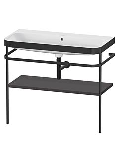 Duravit Happy D.2 Plus Möbelwaschtisch-Kombination HP4738N8080 97,5 x 49 cm, ohne Hahnloch, graphit supermatt, mit Metallkonsole