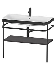 Duravit Happy D.2 Plus combinaison lavabo pour meuble HP4738O8080 97,5 x 49 cm, trou pour robinetterie 2000 , graphite super mat, avec console en métal