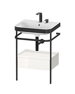 Duravit Happy D.2 Plus Möbelwaschtisch-Kombination HP4740E2222 57,5 x 49 cm, 2 Hahnlöcher, weiß hochglanz, mit Metallkonsole