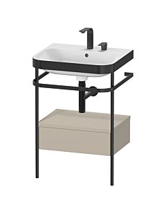 Duravit Happy D.2 Plus combinaison lavabo pour meuble HP4740E6060 57,5 x 49 cm, 2 trous pour robinetterie, finition taupe satiné, avec console en métal