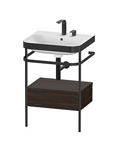 Duravit Happy D.2 Plus combinaison lavabo sur meuble HP4740E6969 57,5 x 49 cm, 2 trous pour robinetterie, noyer brossé, avec console en métal