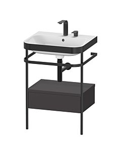 Duravit Happy D.2 Plus combinaison lavabo pour meuble HP4740E8080 57,5 x 49 cm, 2 trous pour robinetterie, graphite super mat, avec console en métal