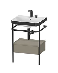 Duravit Happy D.2 Plus combinaison lavabo pour meuble HP4740E9292 57,5 x 49 cm, 2 trous pour robinetterie, finition gris pierre satiné, avec console en métal