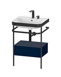 Duravit Happy D.2 Plus Möbelwaschtisch-Kombination HP4740E9898 57,5 x 49 cm, 2 Hahnlöcher, nachtblau seidenmatt, mit Metallkonsole