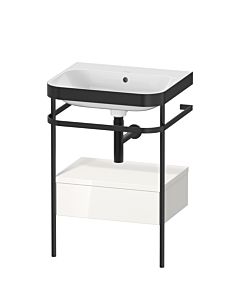 Duravit Happy D.2 Plus combinaison lavabo pour meuble HP4740N2222 57,5 x 49 cm, sans trou pour robinetterie, blanc brillant, avec console en métal