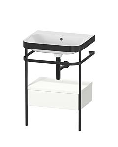 Duravit Happy D.2 Plus furniture washbasin combination HP4740N3636 57.5 x 49 cm, without tap hole, white satin finish, with metal console