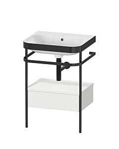 Duravit Happy D.2 Plus Möbelwaschtisch-Kombination HP4740N3939 57,5 x 49 cm, ohne Hahnloch, nordic weiß seidenmatt, mit Metallkonsole