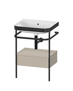 Duravit Happy D.2 Plus Möbelwaschtisch-Kombination HP4740N6060 57,5 x 49 cm, ohne Hahnloch, taupe seidenmatt, mit Metallkonsole
