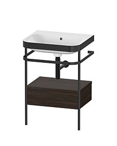 Duravit Happy D.2 Plus Möbelwaschtisch-Kombination HP4740N6969 57,5 x 49 cm, ohne Hahnloch, nussbaum gebürstet, mit Metallkonsole