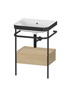 Duravit Happy D.2 Plus Möbelwaschtisch-Kombination HP4740N7171 57,5 x 49 cm, ohne Hahnloch, mediterrane Eiche, mit Metallkonsole
