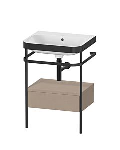 Duravit Happy D.2 Plus combinaison lavabo sur meuble HP4740N7575 57,5 x 49 cm, sans trou pour robinetterie, lin, avec console en métal