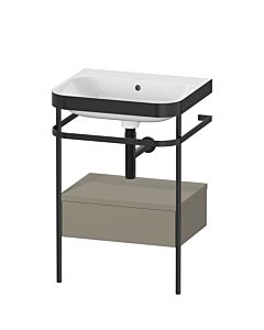 Duravit Happy D.2 Plus combinaison lavabo pour meuble HP4740N9292 57,5 x 49 cm, sans trou pour robinetterie, finition gris pierre satiné, avec console en métal