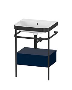 Duravit Happy D.2 Plus furniture washbasin combination HP4740N9898 57.5 x 49 cm, without tap hole, midnight blue satin finish, with metal console
