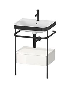 Duravit Happy D.2 Plus Möbelwaschtisch-Kombination HP4740O2222 57,5 x 49 cm, 1 Hahnloch, weiß hochglanz, mit Metallkonsole