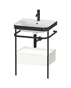 Duravit Happy D.2 Plus Möbelwaschtisch-Kombination HP4740O3636 57,5 x 49 cm, 1 Hahnloch, weiß seidenmatt, mit Metallkonsole
