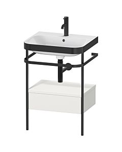 Duravit Happy D.2 Plus Möbelwaschtisch-Kombination HP4740O3939 57,5 x 49 cm, 1 Hahnloch, nordic weiß seidenmatt, mit Metallkonsole