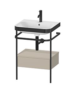 Duravit Happy D.2 Plus vanity washbasin combination HP4740O6060 57.5 x 49 cm, 2000 tap hole, taupe satin finish, with metal console