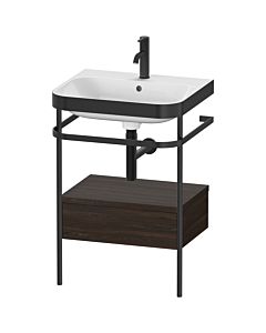 Duravit Happy D.2 Plus furniture washbasin combination HP4740O6969 57.5 x 49 cm, 2000 tap hole, brushed walnut, with metal console