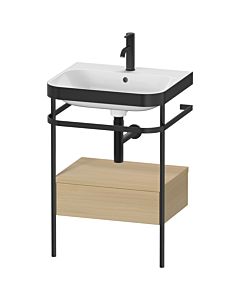 Duravit Happy D.2 Plus vanity washbasin combination HP4740O7171 57.5 x 49 cm, 2000 tap hole, Mediterranean oak, with metal console