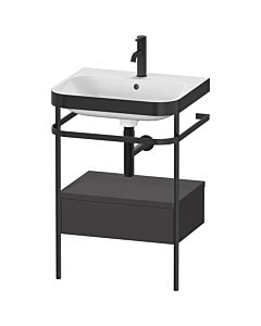 Duravit Happy D.2 Plus combinaison lavabo pour meuble HP4740O8080 57,5 x 49 cm, trou pour robinetterie 2000 , graphite super mat, avec console en métal