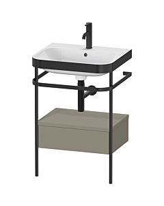 Duravit Happy D.2 Plus Möbelwaschtisch-Kombination HP4740O9292 57,5 x 49 cm, 1 Hahnloch, steingrau seidenmatt, mit Metallkonsole