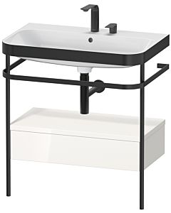 Duravit Happy D.2 Plus combinaison lavabo pour meuble HP4742E2222 77,5 x 49 cm, 2 trous pour robinetterie, blanc brillant, avec console en métal