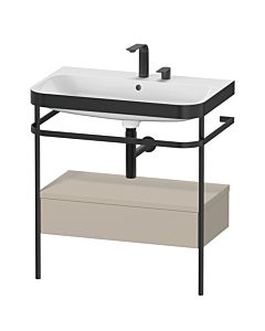 Duravit Happy D.2 Plus furniture washbasin combination HP4742E6060 77.5 x 49 cm, 2 tap holes, taupe satin finish, with metal console