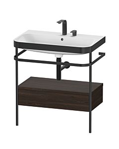 Duravit Happy D.2 Plus combinaison lavabo sur meuble HP4742E6969 77,5 x 49 cm, 2 trous pour robinetterie, noyer brossé, avec console en métal