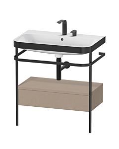 Duravit Happy D.2 Plus combinaison lavabo sur meuble HP4742E7575 77,5 x 49 cm, 2 trous pour robinetterie, lin, avec support métallique