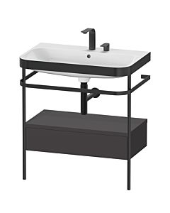 Duravit Happy D.2 Plus combinaison lavabo pour meuble HP4742E8080 77,5 x 49 cm, 2 trous pour robinetterie, graphite super mat, avec console en métal
