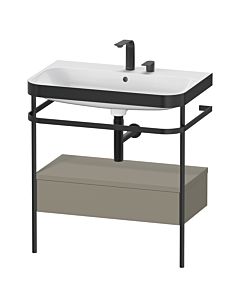 Duravit Happy D.2 Plus Möbelwaschtisch-Kombination HP4742E9292 77,5 x 49 cm, 2 Hahnlöcher, steingrau seidenmatt, mit Metallkonsole