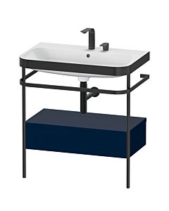Duravit Happy D.2 Plus combinaison lavabo pour meuble HP4742E9898 77,5 x 49 cm, 2 trous pour robinetterie, finition satinée bleu nuit, avec console en métal